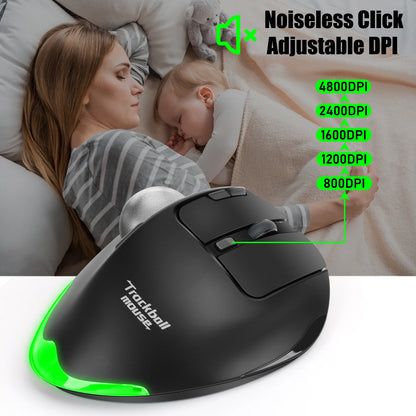 Lefon F33 Bluetooth Ergonomic Trackball Mouse, Rechargeable Wireless Trackball Mouse with Bluetooth & 2.4G, 4800 DPI Ergonomic Rollerball Mouse for PC, Office & Drawing