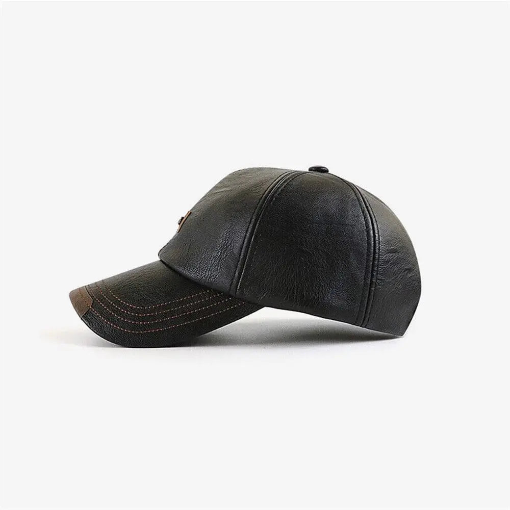 Men Hats Baseball Caps Leather Outing Cap Fashion Casual Adjustable Winter Warm Hat
