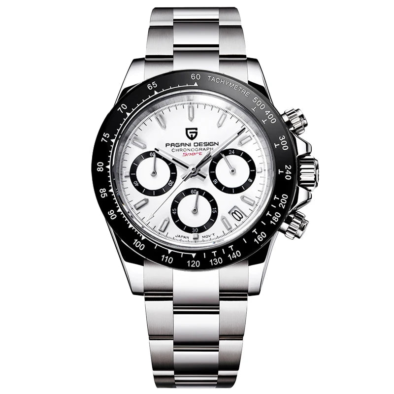 Montre pour homme PAGANI DESIGN – Modèle à cadrans colorés, montre-bracelet à quartz de luxe, chronographe équipé d'un mouvement