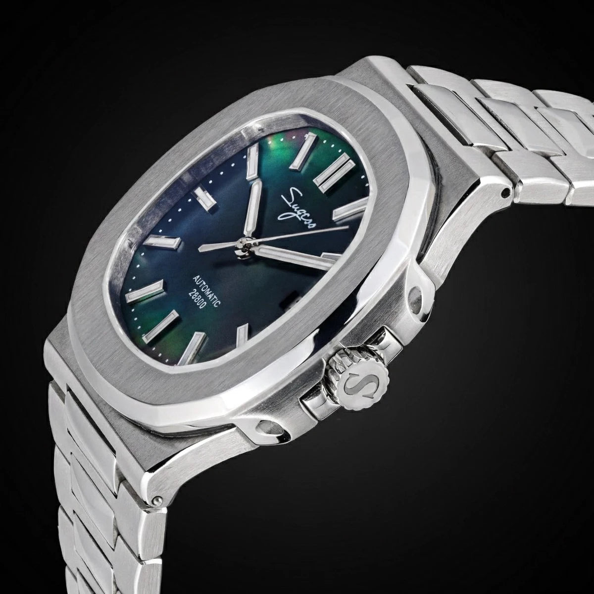 Orologio da uomo Sugess automatico meccanico, movimento Miyota 9015, quadrante MOP, luminoso, impermeabile 5bar, bracciale di lusso S466