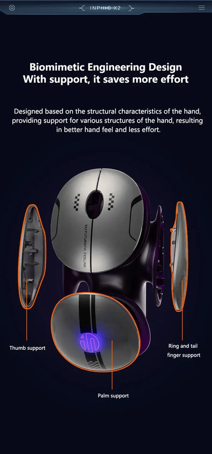Ratón inalámbrico Bluetooth Inphic X2 trimodo de metal, silencioso, recargable, con retroiluminación e-sports, para gaming, PC y portátiles, accesorio de regalo