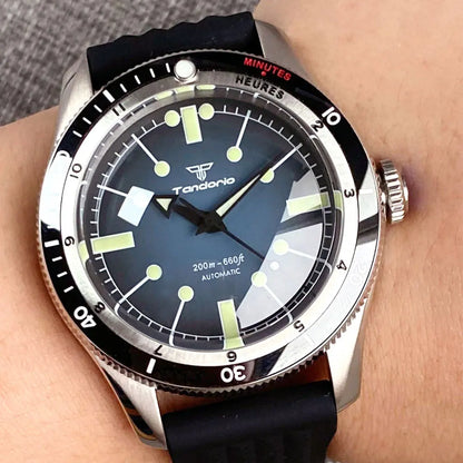 Tandorio Red Blue 40mm PT5000 Japan NH35A Mechanical Automatic Dive Men Watch 20ATM Waterproof Domed Sapphire Screw Crown Reloj