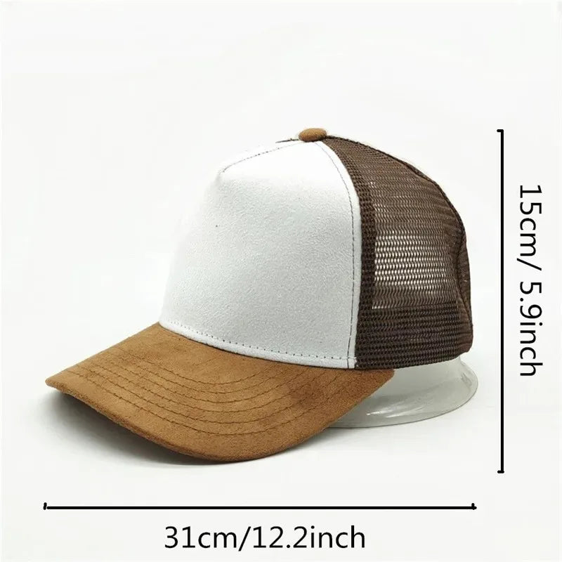 2025 Unisex 5-Panel Mesh Suede Trucker Hat Custom Print Logo Men’s Baseball Cap Spring Summer Breathable Sports Hats Women Gorros