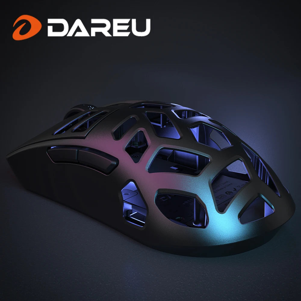 Mouse da gaming wireless DAREU Al-mg Tri-mode 8Khz PBT con ricarica rapida, PAW3950, 30000 DPI, leggero, per PC gamer