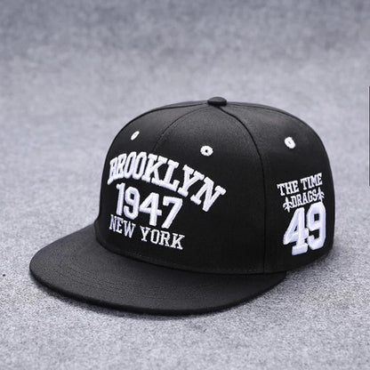 Men's Letter Embroidery Tide All-Match Flat Brim Baseball Cap Ladies Summer Hip-Hop Hat Outdoor Shade Adjustable Peaked Cap