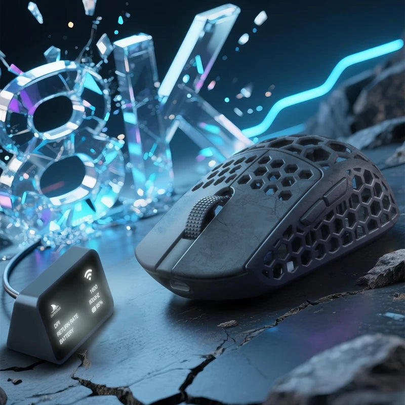 Darmoshark M5 Air Forged Carbon Fiber Gaming Mouse Wireless 8K Macro Mouse 30KDPI Finger Grip Small Hand Mice 30g Lightweight