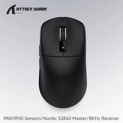 Ratón gaming Attack Shark R6 ultraligero de 38g, PAW3950, tasa de sondeo 8K, inalámbrico, Nordic 52840, 24000DPI, triple modo