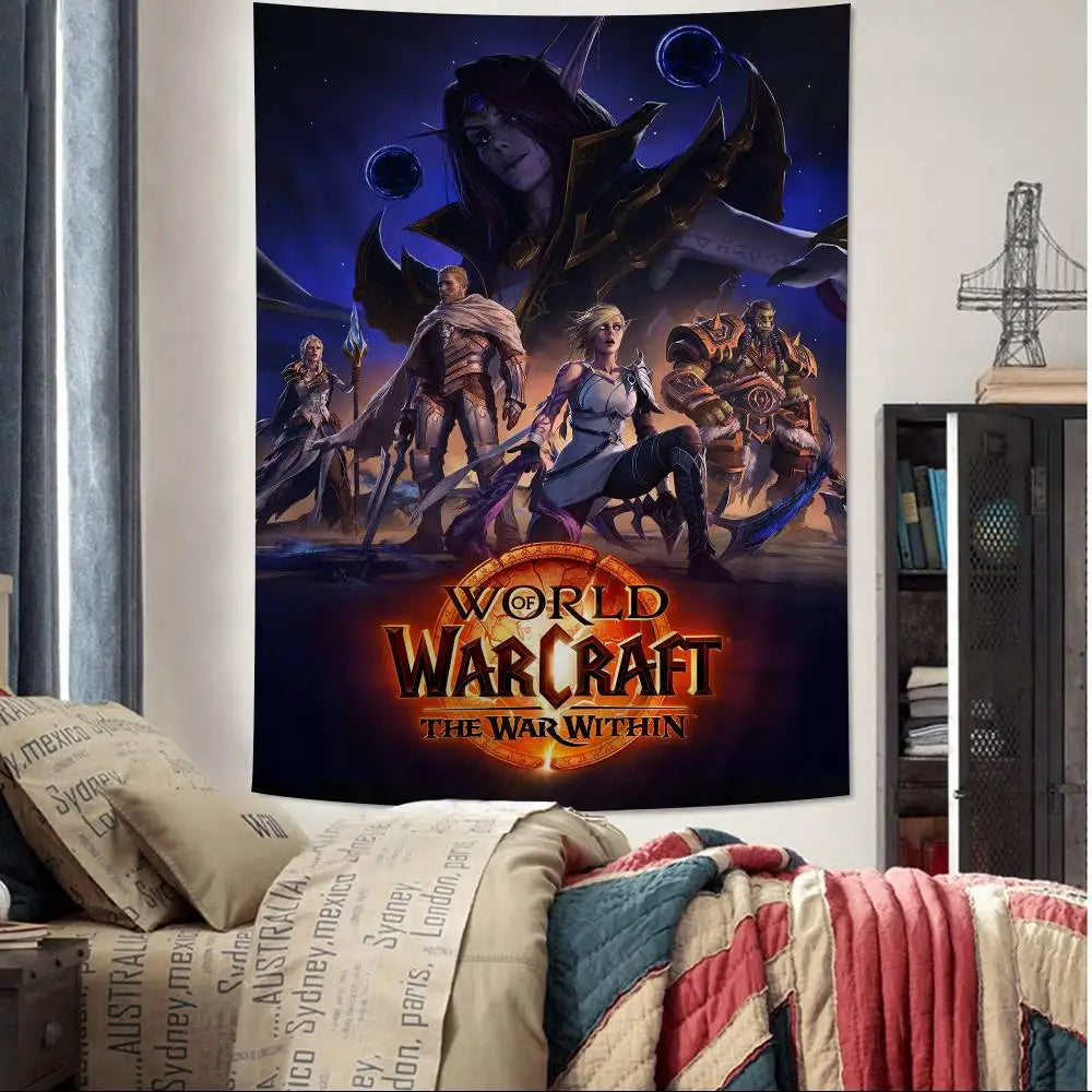 Μεγάλη επιτοίχια ταπισερί με εκτύπωση Hot Game World Of Warcraft, οικονομική χίπικη διακόσμηση τοίχου, μποέμ επιτοίχιες ταπισερί, μάνταλα για διακόσμηση σπιτιού