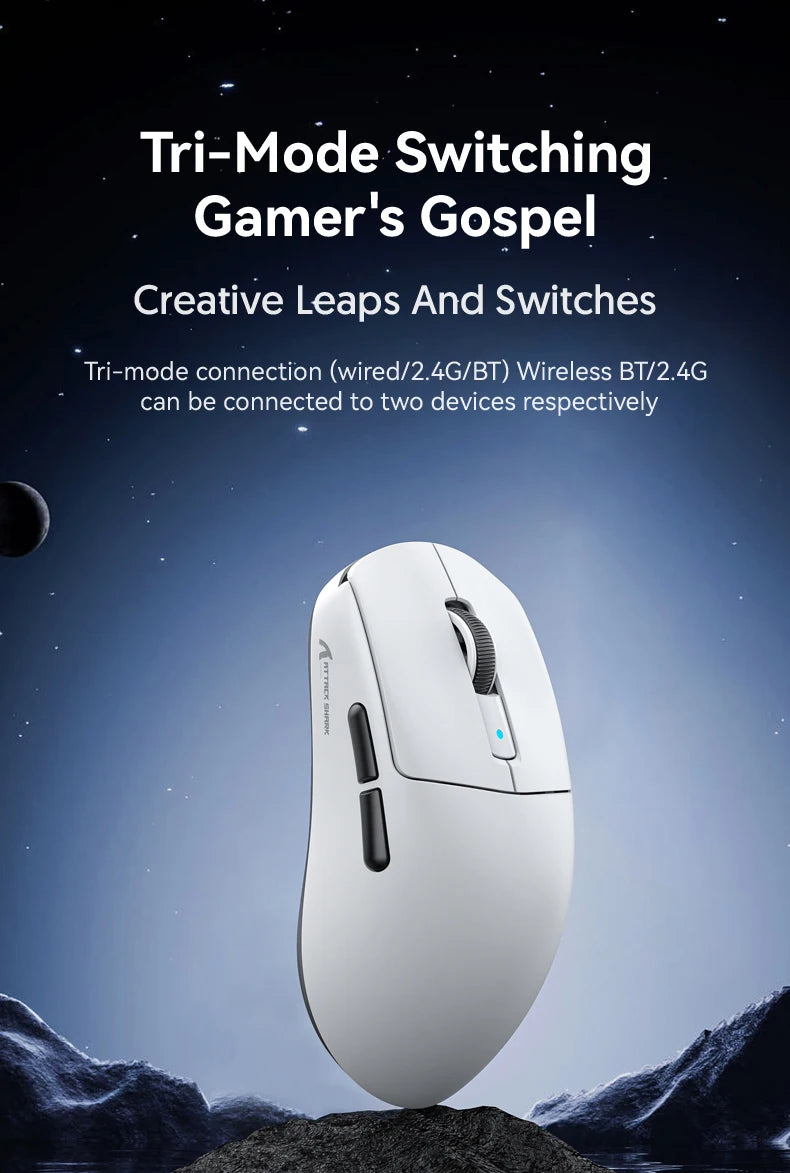 ATTACK SHARK R6 PAW3950MAX Wireless Gaming Mouse, 8Khz Polling, Ultralight 39g, Nordic 52840 MCU, Omron Optical Microswitches