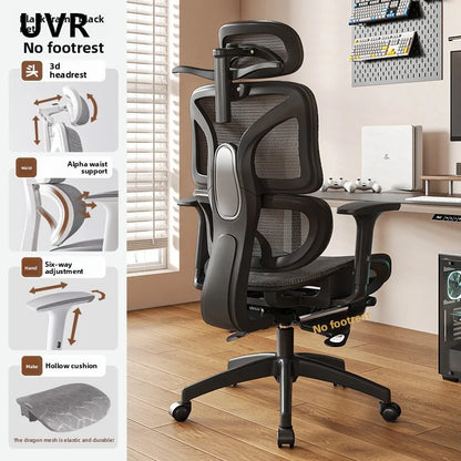 UVR Ergonomic Gaming Chair Comfortable Computer Chair with Footrest, Adjustable Office Chair, Reclining E-Sports Chair for Long Sitting and Work
