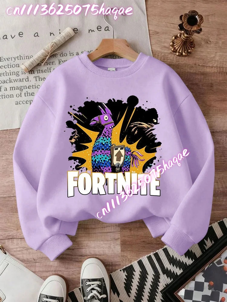 FORTNITED Children Long-sleeved Girls Streetwear Boys Baby Sweatshirt Pullover Sweatshirt Anime Fashion Kid Clothing Tops Gift