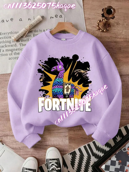FORTNITED Children Long-sleeved Girls Streetwear Boys Baby Sweatshirt Pullover Sweatshirt Anime Fashion Kid Clothing Tops Gift