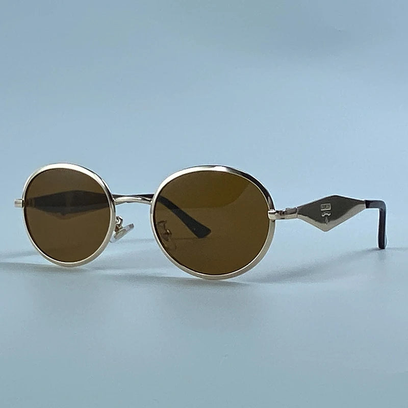 Metal Frame Round Punk Photochromic Sunglasses Women 2026 Luxury Brand Designer Steampunk Oval Sun Glasses Outdoor Eyewear Shade