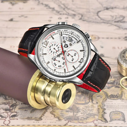 PAGANI DESIGN 2026 New Men's Quartz Watch Hardlex Crystal 50M Water Resistance Calendar Luminous Leather Strap Model PD3306
