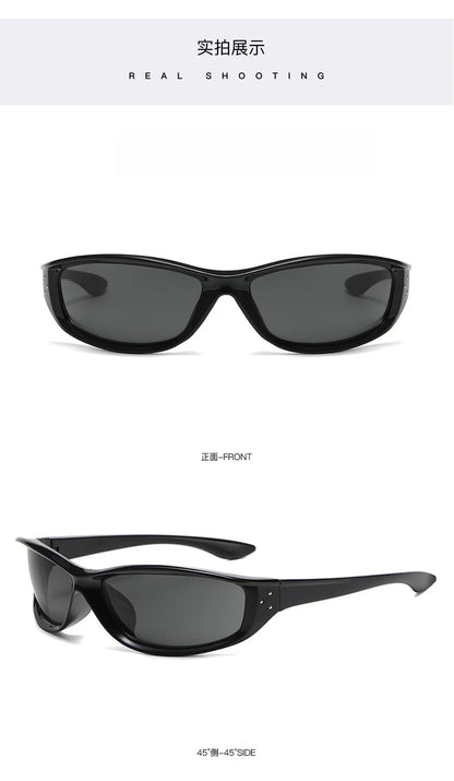 Rivets Y2K Sports Punk Sunglasses Women Designer Rectangle Goggle Men Luxury Sun Glasses UV400 Driving Cycling Fashion Eyewear