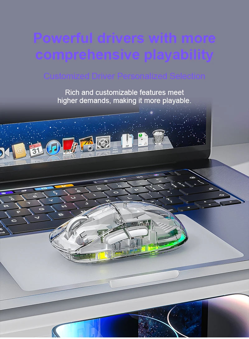 Mouse Bluetooth Wireless AULA SC660, mouse e-sport con connessione trimodale, leggero, ricarica Type-C, per gaming, ufficio, ragazze e ragazzi