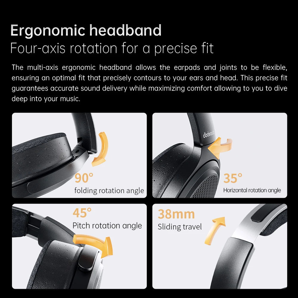 Auriculares audiófilos magnéticos planares FiiO JT7 – Auriculares HiFi con cable circumaurales con transductor de 95x86mm, diadema ajustable y cable de 4.4mm/3.5mm