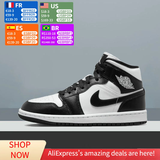 Nike Air Jordan 1 Mid Basketball Shoe Unisex Versatile for Multiple Occasions, Delivering Support and All-Day Comfort DV0991-101