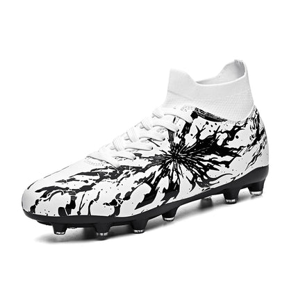 Chaussures de football professionnelles AG/FG pour hommes et femmes, antidérapantes, avec crampons longs, confortables, en PU, pour terrain gazonné, compétition et entraînement