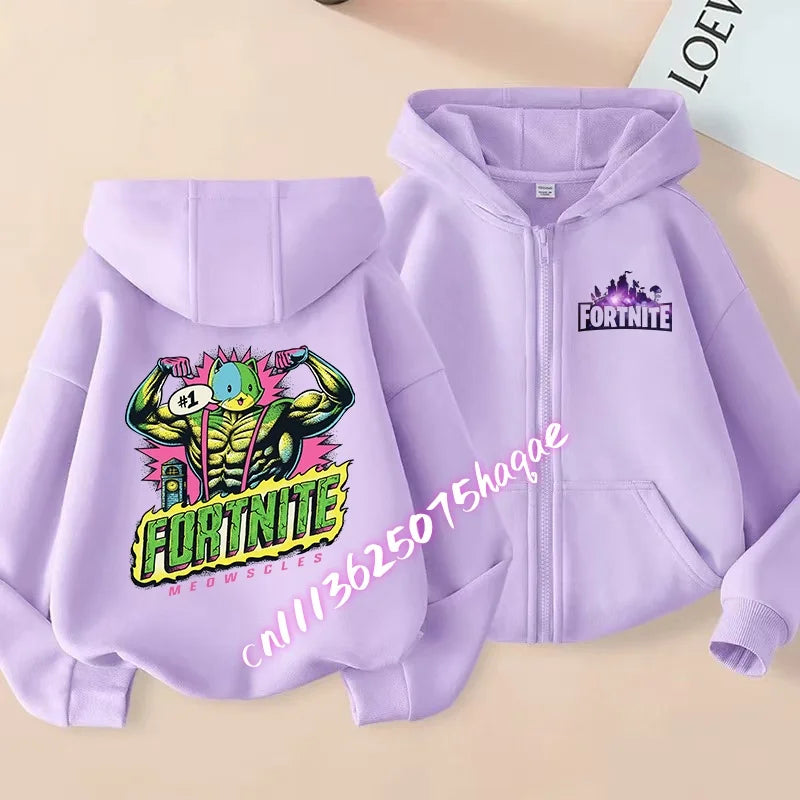 Autumn New Fortnites Children Hoodies Coat Cartoon Game Character Printed Zip Up Hoodie Child Jacket Winter Kids Boys Clothes