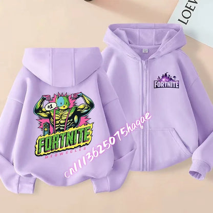 Autumn New Fortnites Children Hoodies Coat Cartoon Game Character Printed Zip Up Hoodie Child Jacket Winter Kids Boys Clothes