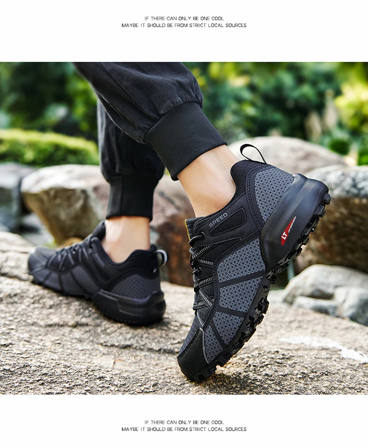 Men's hiking shoes, all-terrain outdoor sports shoes, breathable mesh, non-slip, wear-resistant hiking shoes, outdoor cycling shoes