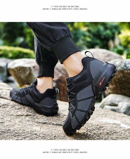 Men's hiking shoes, all-terrain outdoor sports shoes, breathable mesh, non-slip, wear-resistant hiking shoes, outdoor cycling shoes