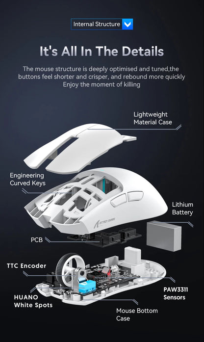 ATTACK SHARK X11 Tri-Mode Lightweight Gaming Mouse with PAW3311, 22000DPI, 400IPS, 40G, 59g, Magnetic Fast Charging, RGB Backlight