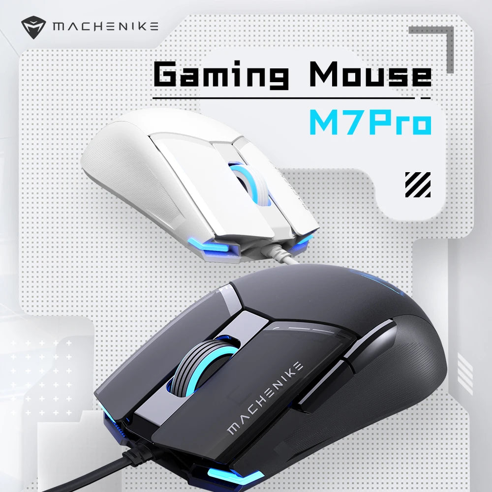 Mouse gaming cu fir Machenike M7Pro USB Instant A825 12800DPI 1000Hz 7 butoane 65g RGB pentru laptop PC Mouse Gamer