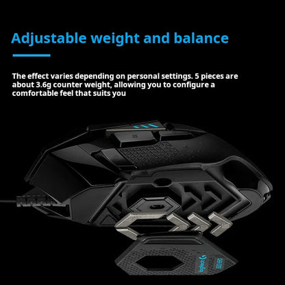 Mouse gaming cablato Logitech G502 HERO per e-sport, mouse meccanico con luce RGB, peso regolabile e macro programmabili per “Chicken Dinner”
