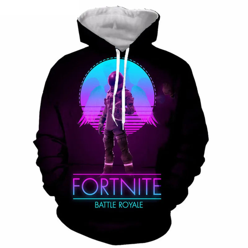 Children's Fortnite 2024 Sweatshirt, 3D Digital Printed Hoodie, Men's and Women's Pullover Jacket, Long Sleeve Children's Gift