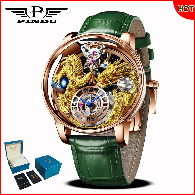 Relógio masculino PINDU Design 2025 NOVO Diamond Tourbillion, relógio de luxo Astronomia de marca premium, quartzo, vidro de safira, impermeável
