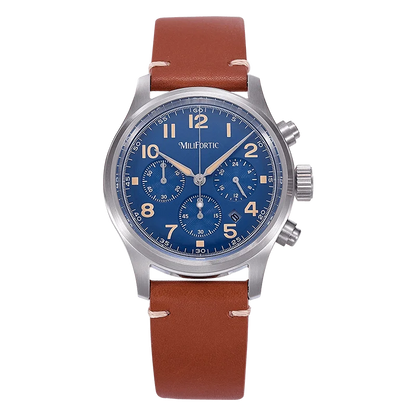 Milifortic 39MM Men's Solar Chronograph M069 Sapphire Crystal VS75 Stainless Steel Case Military Style Quartz Wristwatches