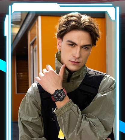 SANDA Fashion Luxury Men's Watches Dual Digital Display Sport Analog Quartz Man Wristwatch Casual Waterproof Silica Chronograph