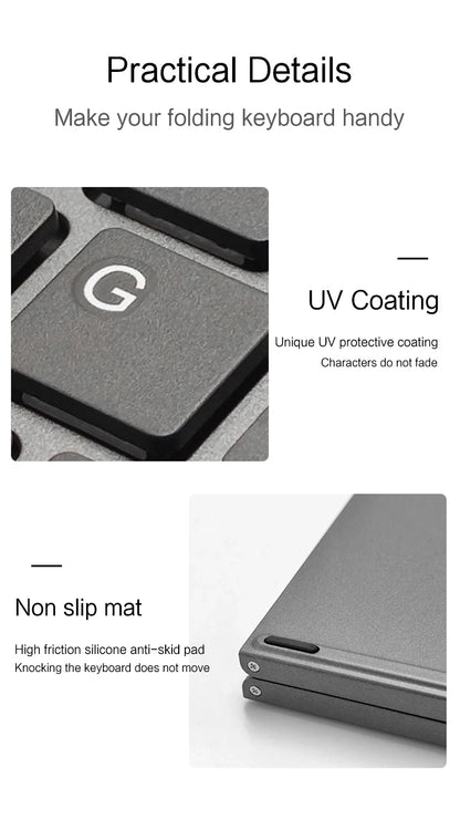 Mini Folding Wireless Bluetooth Keyboard Russian Spanish Arabic Hebrew Portugues with Touchpad for Windows, Android, IOS