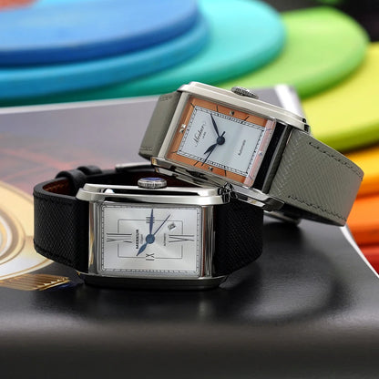 New MERKUR NH05 Rectangle Retro Casual Watch for Men Business Series Automatic Chorded Watch Sapphire White Watch