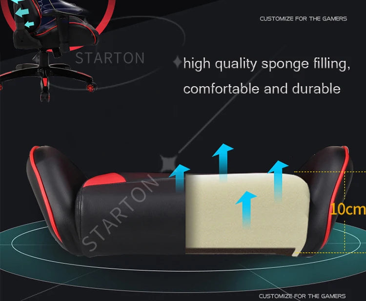 Ergonomic RGB Gaming Chair PU Leather Racing Computer Chair with Adjustable Height, Linkage Armrests, Reclining Office Gamer Chair