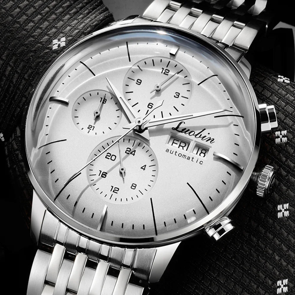 Reloj de lujo para hombre, automático mecánico, de cuerda automática, para negocios, de acero inoxidable, luminoso, 2020
