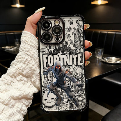 Funda de teléfono FortniteS popular con acabado metalizado para iPhone 17 17e 16e 16 15 14 13 12 11 Pro Max X XR XSMax 7 8 Mini Air Plus anticaídas