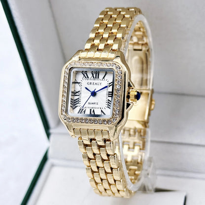 New Women Watch Light Luxury Brand Business Gold Stainless Steel Ladies Fashion Quartz Watches Female Clock Bracelet Wristwatch
