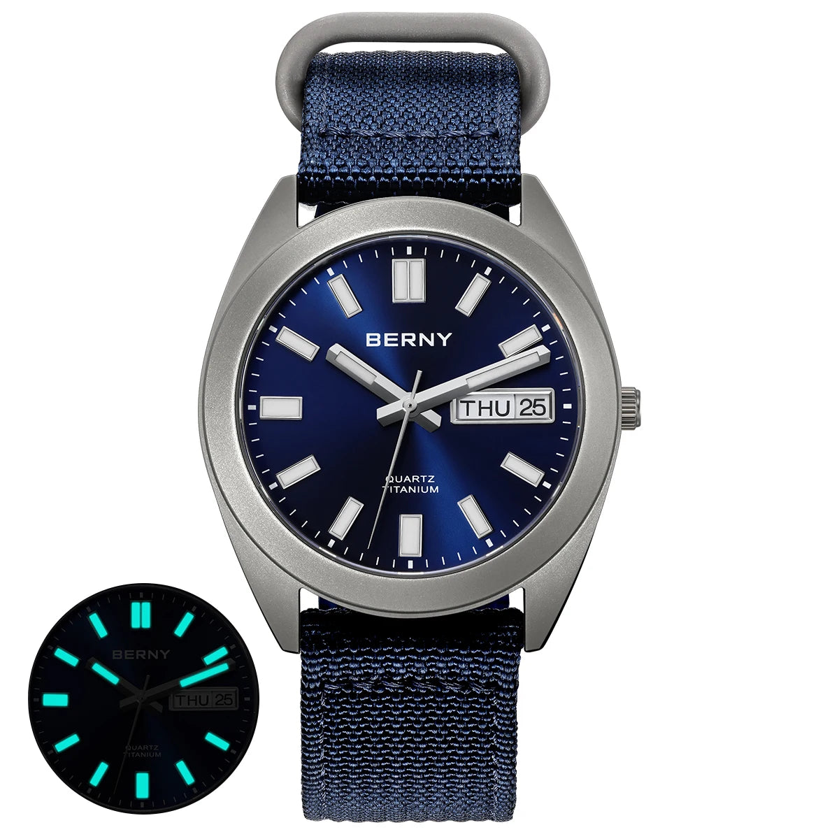 BERNY Titanium Watch for Men Super Light Weight Wristwatch Super Luminous Sapphire 10ATM Waterproof Sport Field Quartz Watches