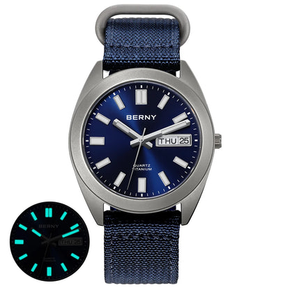 BERNY Titanium Watch for Men Super Light Weight Wristwatch Super Luminous Sapphire 10ATM Waterproof Sport Field Quartz Watches