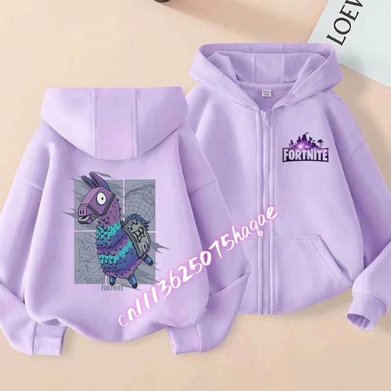 Autumn New Fortnites Children Hoodies Coat Cartoon Game Character Printed Zip Up Hoodie Child Jacket Winter Kids Boys Clothes