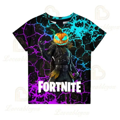 Fortnite Boys T-shirt Kids Tops Summer Children Clothes 3D Funny Battle Royale Game Graphics T Shirt Toddler Girls Top Tee