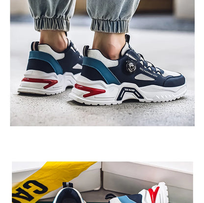 Koreanische Herren-Sportschuhe mit drehbarer Schnalle, modische Freizeitschuhe für alle Jahreszeiten, weiche rutschfeste Sohle, Outdoor-Laufschuhe, Studenten-Sneaker