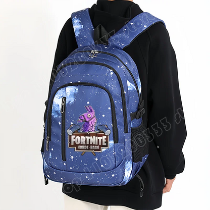 Mochila Fortnite Céu Estrelado de Grande Capacidade, Impermeável, com Compartimento para Portátil e Estampado de Personagem do Jogo, para Estudantes, Rapazes e Raparigas, Regresso às Aulas
