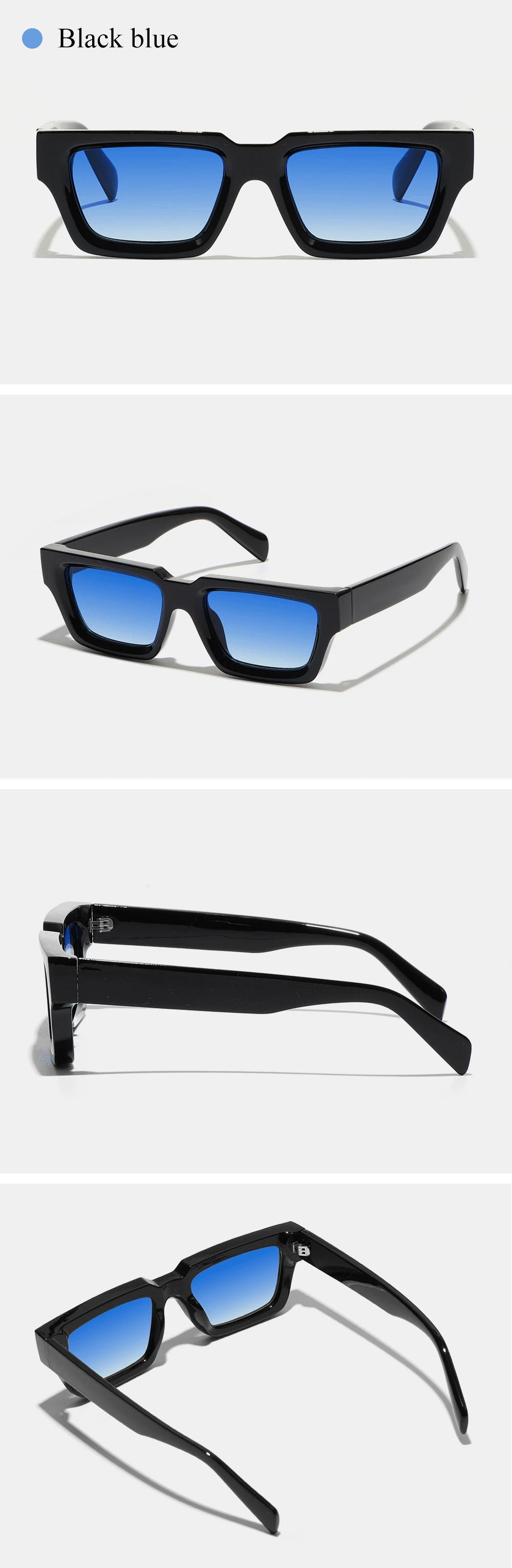 Ruiao 2026 fashion black small rectangular thick frame sunglasses for men and women rectangular summer wear shades