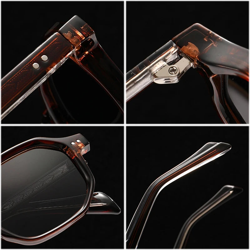 SHAUNA New Polygon Square Men Polarized Sunglasses Retro Rivets Women Blue Green Shades UV400