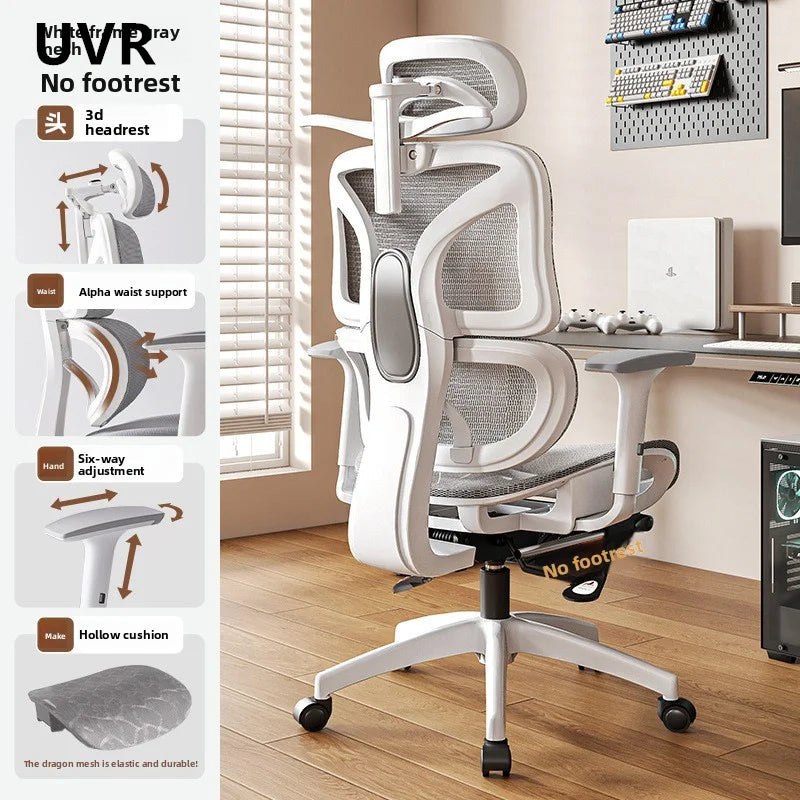 UVR Ergonomic Gaming Chair Comfortable Computer Chair with Footrest, Adjustable Office Chair, Reclining E-Sports Chair for Long Sitting and Work