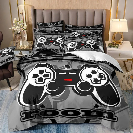 Conjuntos de Cama Gaming para Rapaz, Conjunto de Capa de Edredão Queen para Criança Gamer, Capa de Edredão de Videojogos, Conjunto de Cama com Designs Playstation para Adolescentes e Homens